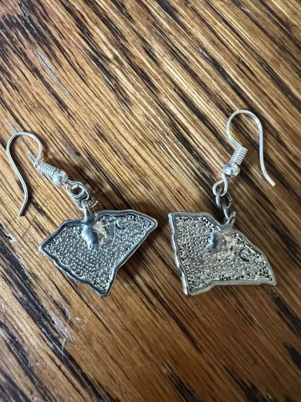 South Carolina State Map and Palmetto Tree Enamel Drop Earrings